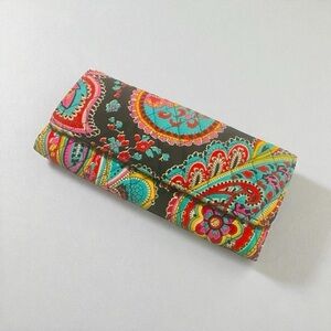 Vera Bradley Cotton Wallet Multicolor Paisley Floral Print, Multiple Card Slots